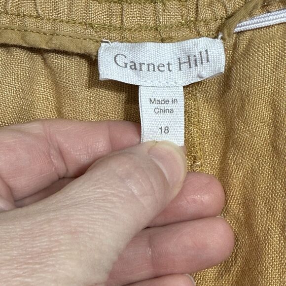Garnet Hill 100% Linen Mustard Yellow Coastal Pull On 4" Inseam Shorts Womens 18 - Picture 2 of 7